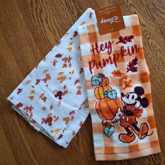 Other - 2 NWT Mickey Mouse "Hey Pumpkin" kitchen towels